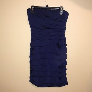 Navy Blue ruched strapless dress Speechless size S